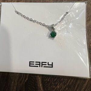 Effy Silver Tone Green Glass Pendant Necklace 17” D18